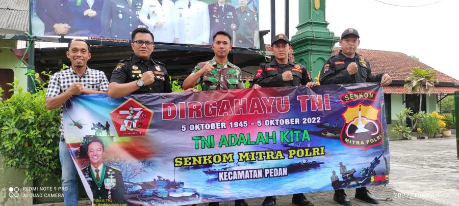 Datangi Koramil, Senkom Mitra Polri Kecamatan Pedan Ucapkan Dirgahayu ke-77 TNI